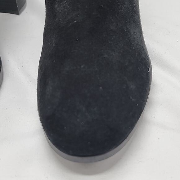 CLARKS BAYLA ROSE LEATHER SUEDE BLACK BOOTIES ALMOND TOE LADIES SIZE 8.5 NWOB - Picture 6 of 16